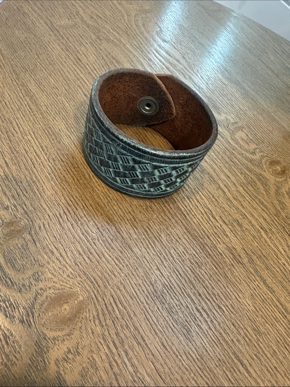 Brown Distressed Leather Cuff Bracelet for Women